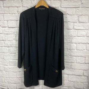 St. John Basics Open Front Black Cardigan sz M